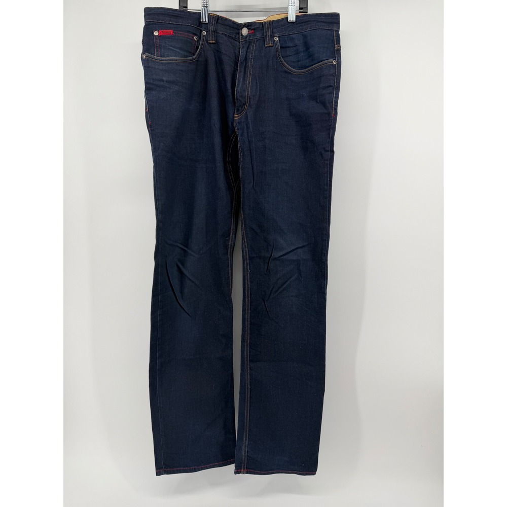 Mountain Khakis Slim Tailored Fit Jeans Mens 36x34 Dark Wash Indigo Denim Rugged